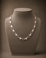 WOLLET Rose Gold & Silver Titanium Magnetic Necklace, Two-Tone Circle Link Chain for Men and Women