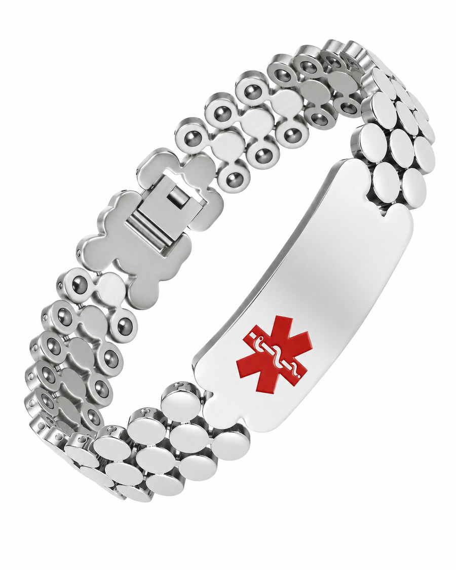 Wollet Medical Alert Bracelet for Men – Magnetic Titanium ID Bracelet with 42 Magnets