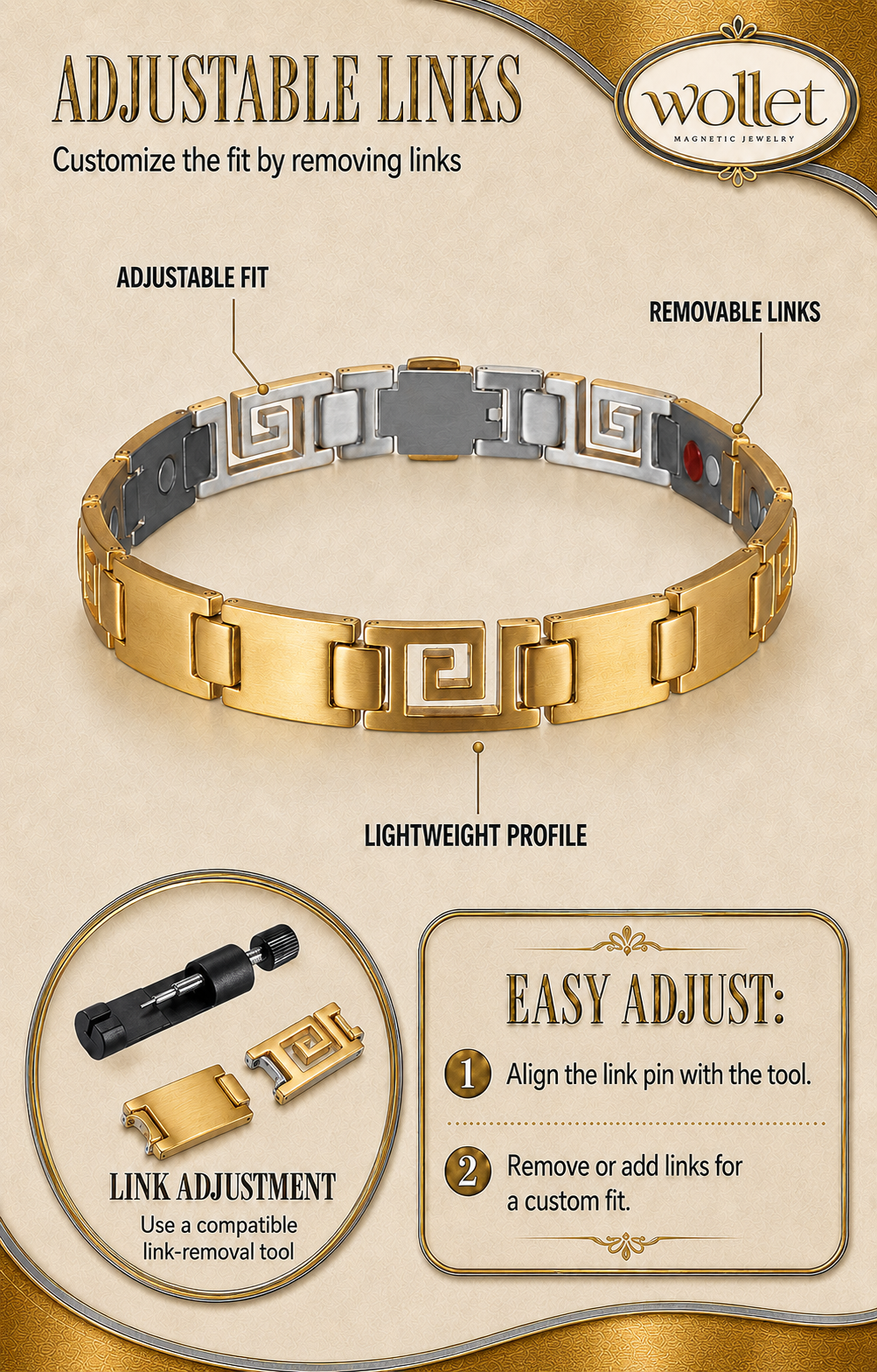 Men's Ultra Strength Magnetic Titanium Bracelet (Greek Key Design)