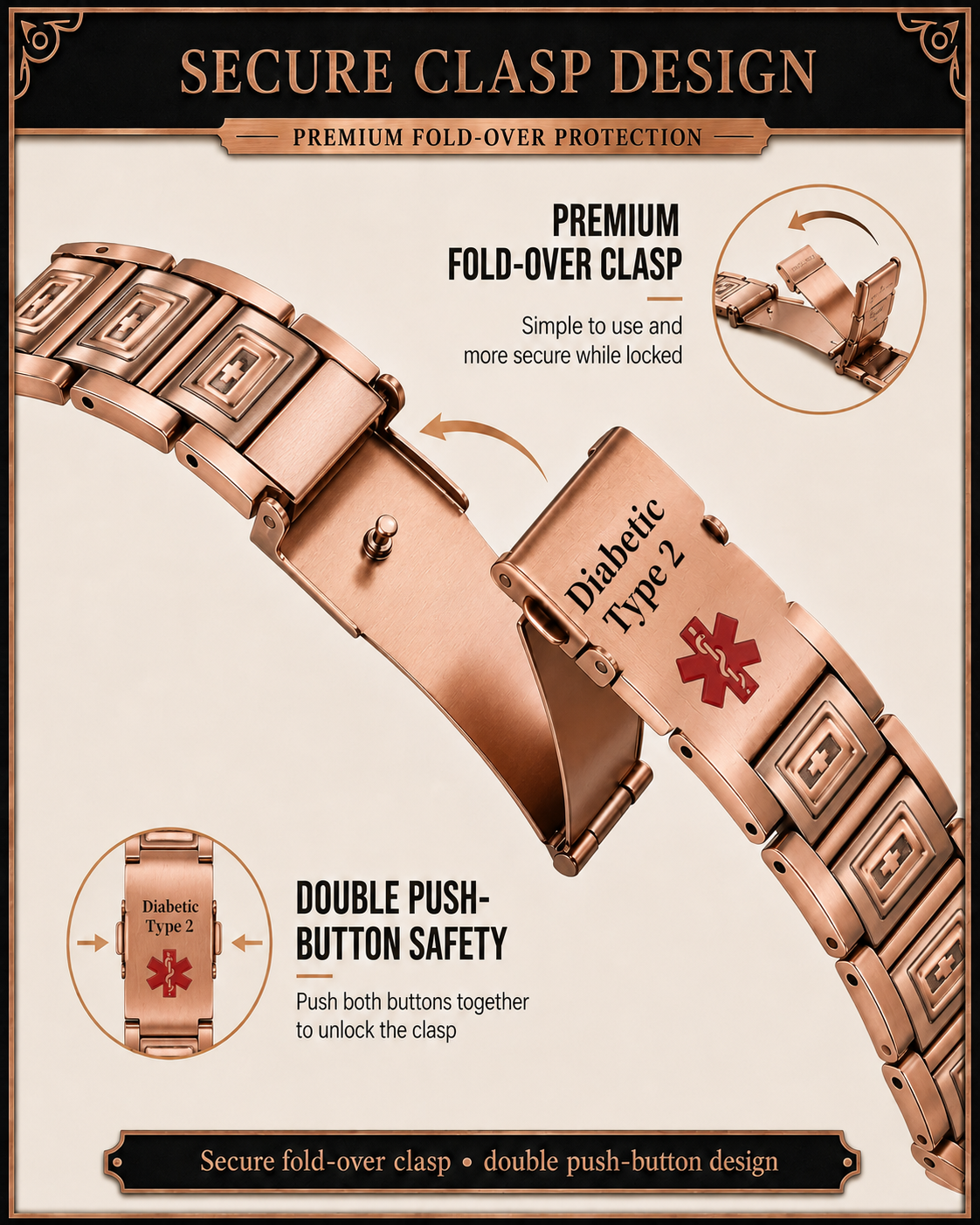 Men’s Vintage Pure Copper Bracelet – Adjustable Classic Link Jewelry