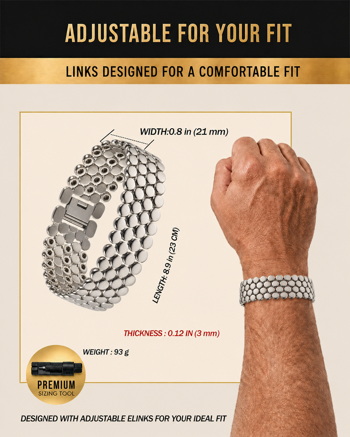 WOLLET Premium Titanium Magnetic Bracelet for Men