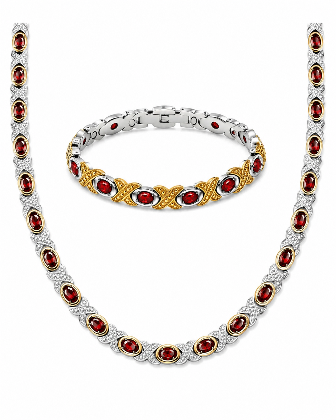 WOLLET Silver Red Garnet Gemstone Necklace – Vintage Luxury Statement Jewelry（副本）