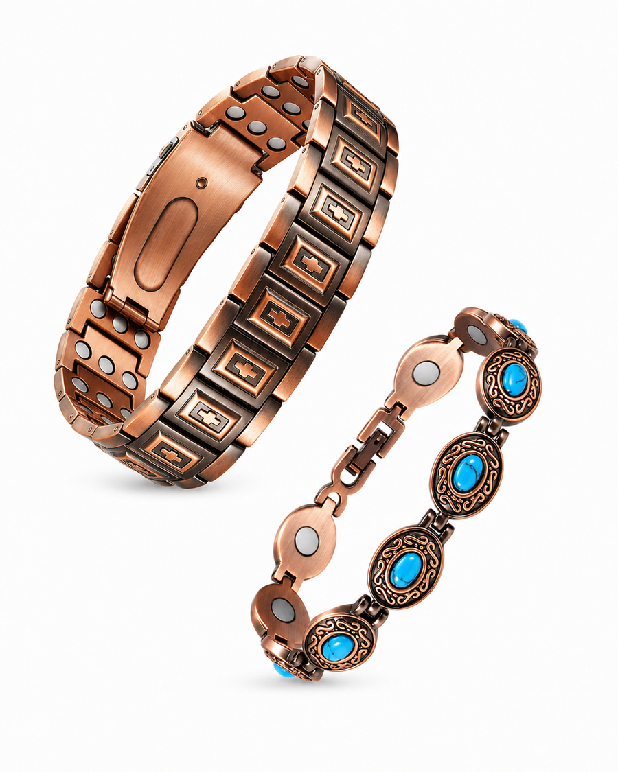 Wollet Magnetic  Pure Copper Bracelet for Women, Blue Turquoise Stone（副本）