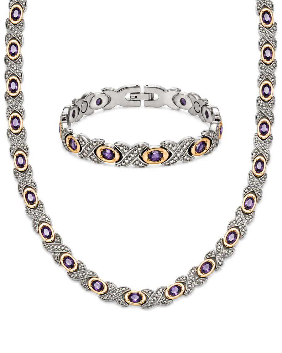 WOLLET Silver Gold Amethyst Necklace – Vintage Luxury Botanical Jewelry（副本）