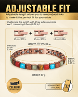 WOLLET Ultra Strength Copper Magnetic Therapy Anklet