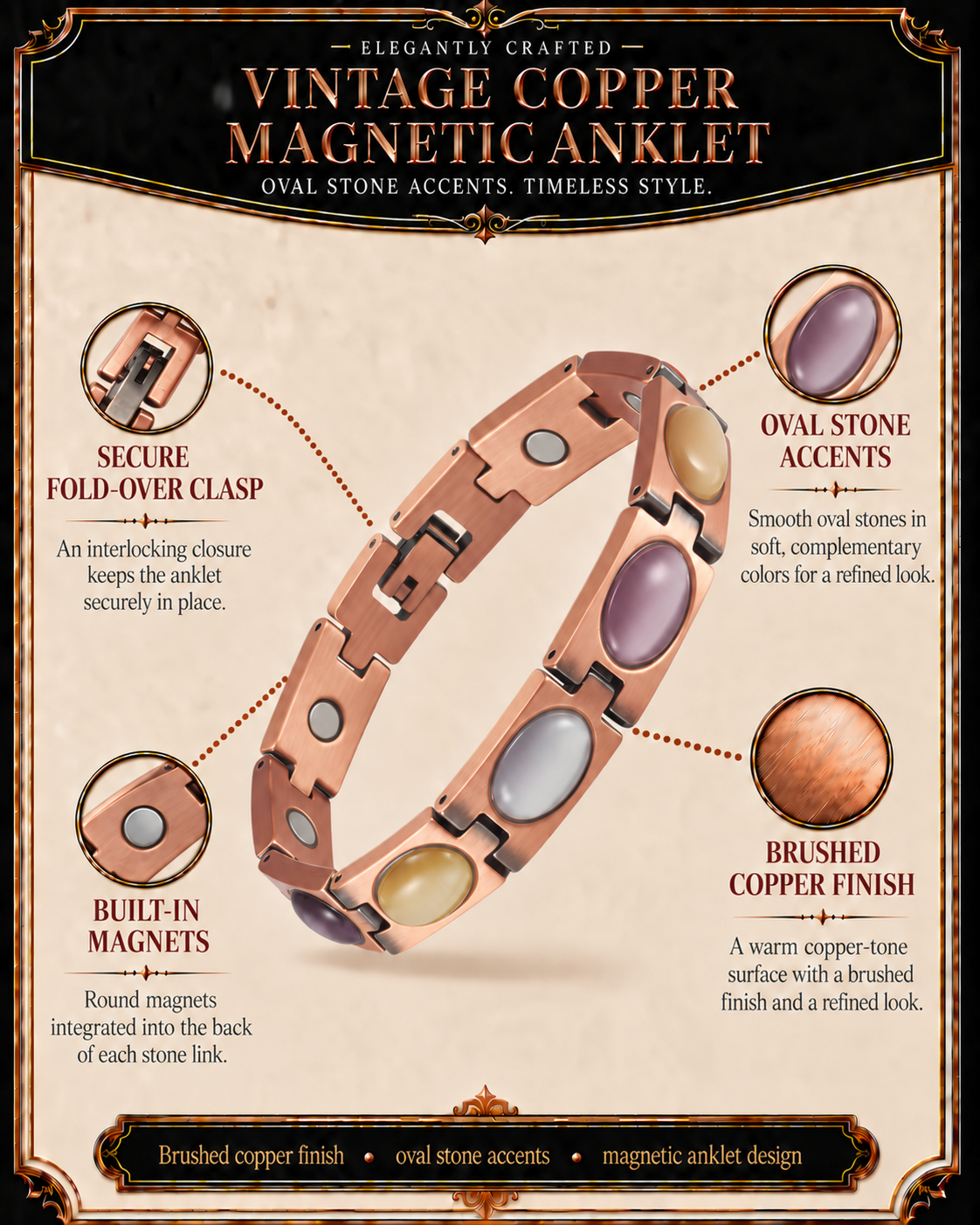 Women’s Ultra Strength Silver & Gold Titanium Magnetic Bracelet