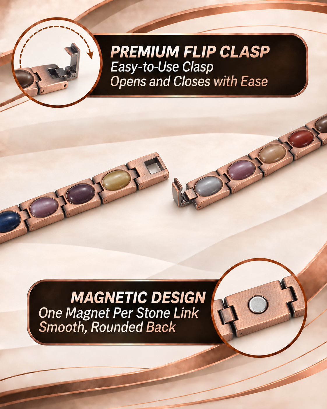 Women’s Ultra Strength Silver & Gold Titanium Magnetic Bracelet