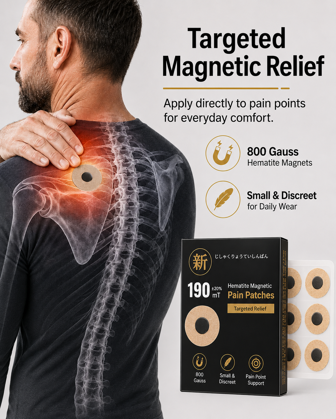 WOLLET Magnetic Acupressure Patches – 800 Gauss Hematite Magnets Kit