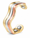 WOLLET Tri-Color Magnetic Cuff Bracelet – Luxury Gold Silver & Rose Gold Wave Design Jewelry