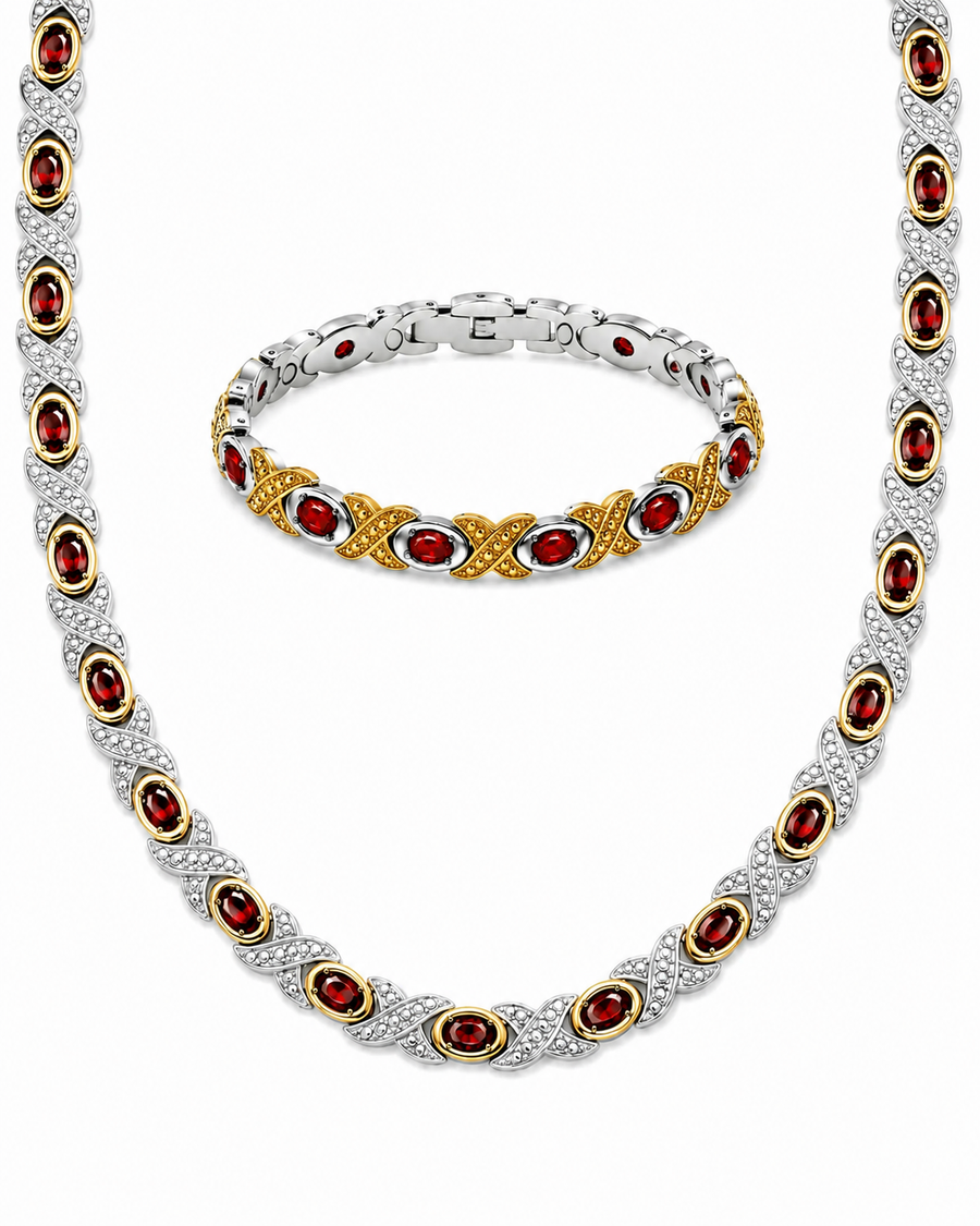 WOLLET Silver Red Garnet Gemstone Necklace – Vintage Luxury Statement Jewelry（副本）