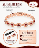 Rose Gold Magnetic Copper Bracelet for Women with AAA+ Cubic Zirconia & Buckle Clasp