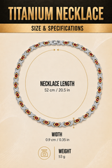 Women’s Titanium Magnetic Necklace with Zircon Stones, Silver & Gold-Tone Design
