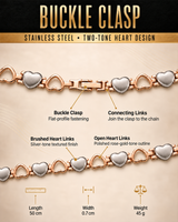 Powerful Rose Gold Stainless Steel Magnetic Therapy Necklace (Heart Link)