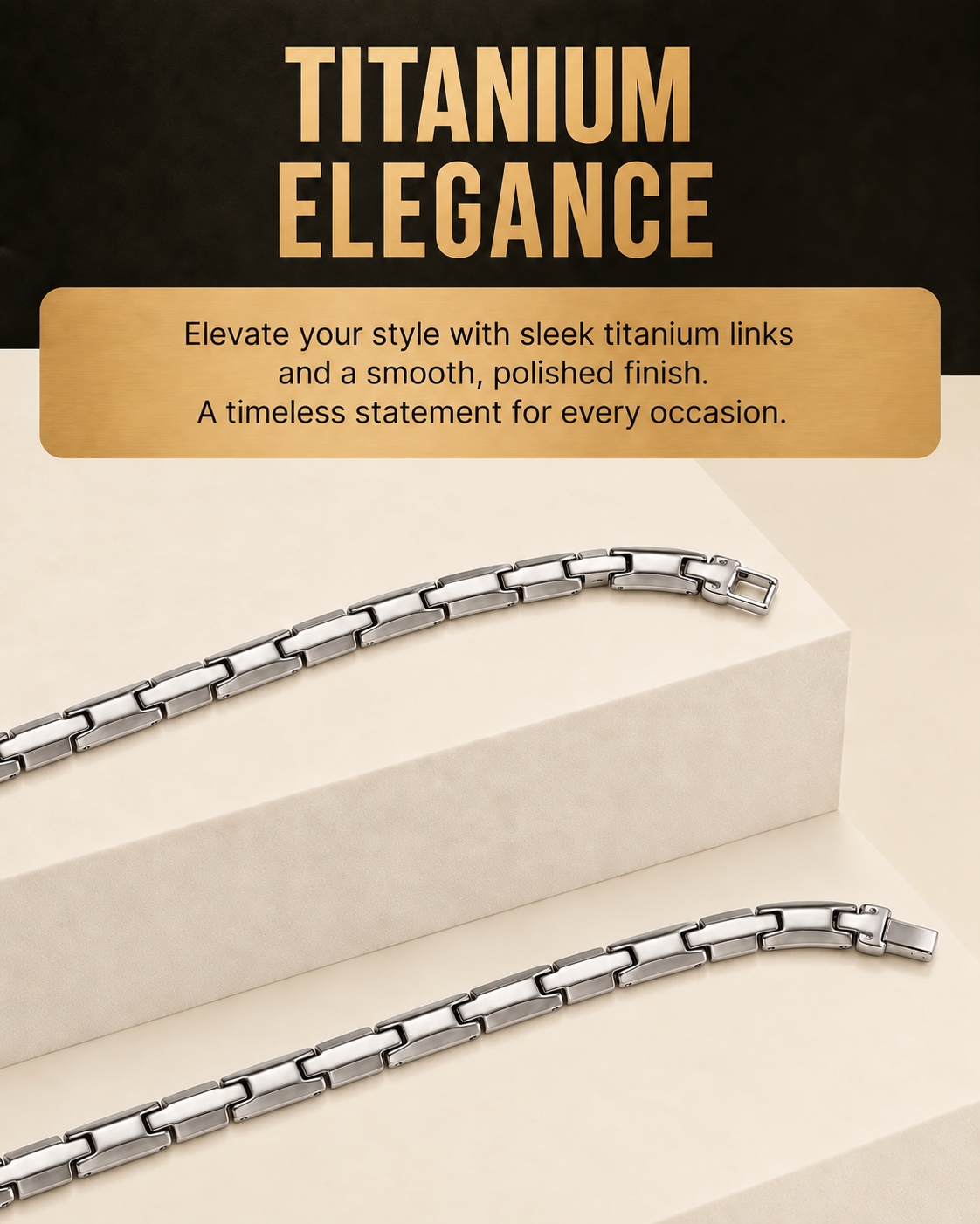 Powerful Silver & Gold Titanium Magnetic Therapy Necklace
