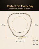 Powerful Silver & Gold Titanium Magnetic Therapy Necklace