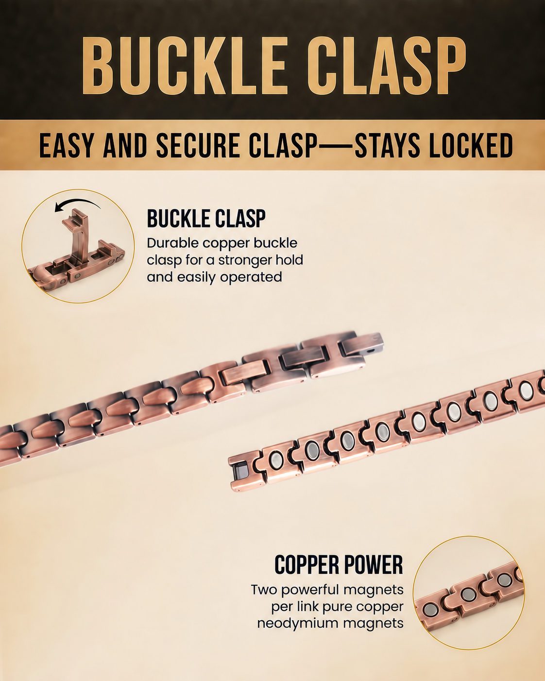 WOLLET Ultra Strength Copper Magnetic Therapy Anklet