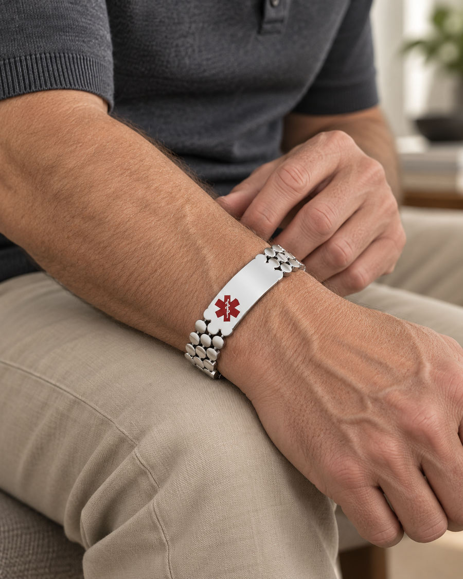 Ultra Strength Silver Titanium Magnetic Bracelet (Triple Row)