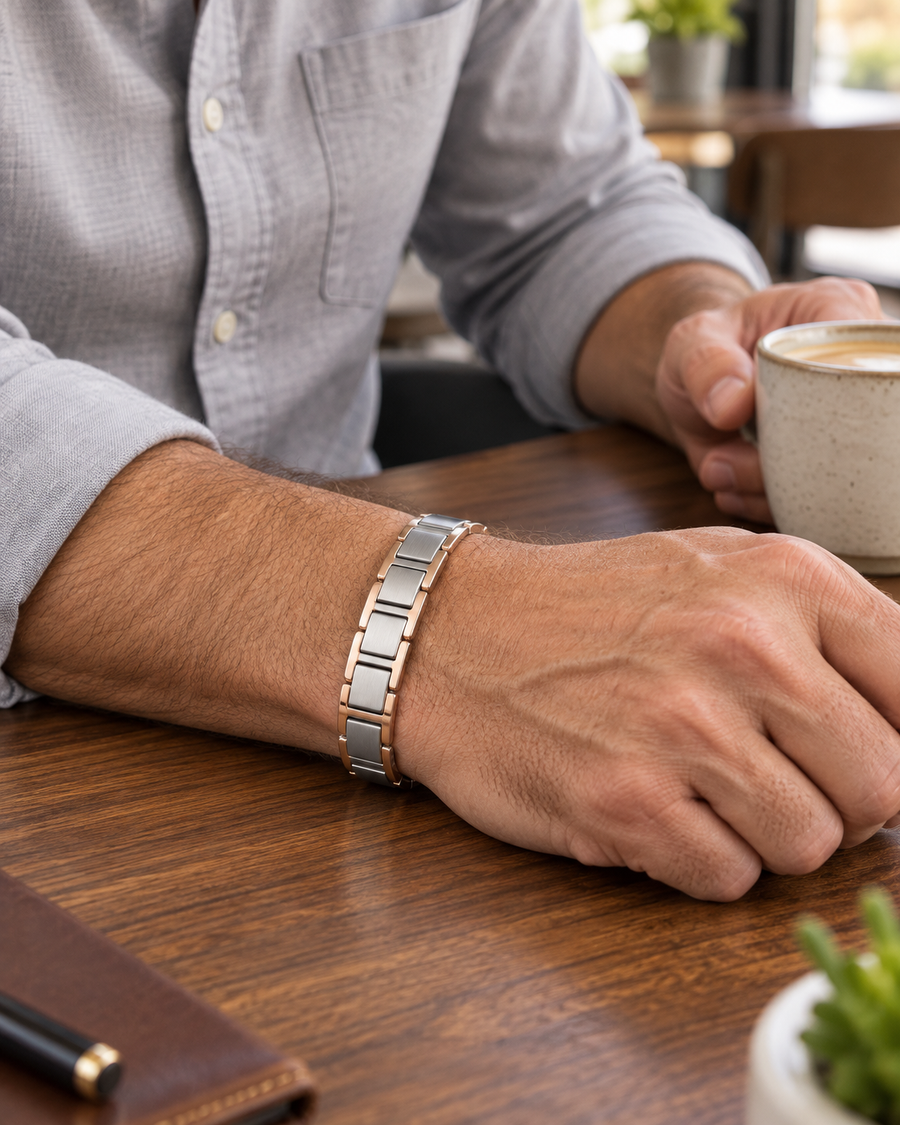 Ultra Strength Silver Titanium Magnetic Bracelet (Triple Row)
