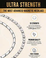 Men`s Powerful Silver Titanium Magnetic Therapy Necklace