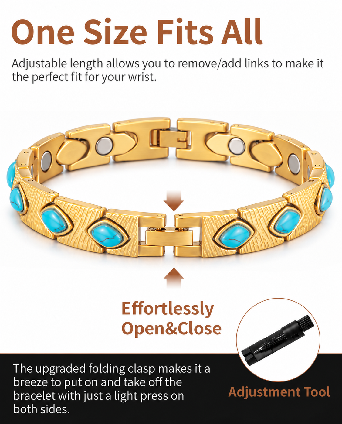WOLLET Gold-Tone Stainless Steel Magnetic Bracelet