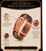 WOLLET Men’s Vintage Copper Medical Alert Bracelet – Magnetic Medical ID Bracelet for Everyday Wear