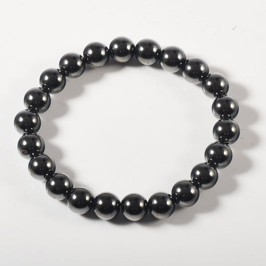 Wollet Magnetic Hematite Bead Bracelet Unisex Natural Black Hematite Energy Stone Stress Relief Healing Bracelet
