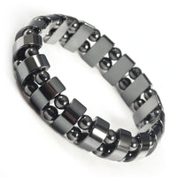 Wollet Men's Magnetic Hematite Link Bracelet Polished Black Healing Energy Therapy Stress Relief Wrist Jewelry