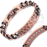 Wollet Vintage Hammered Copper Magnetic Bracelet for Men Adjustable Chain Therapy Wristband you