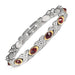 Wollet Personalized Engraved Stainless Steel Medical Alert Bracelet for Women, 8.07in x 0.31in with Red CZ Stone