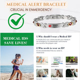 Wollet Stainless Steel Medical Alert ID Bracelets for WoMen, Engraved Diabetic Type 2