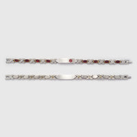 Wollet Personalized Engraved Stainless Steel Medical Alert Bracelet for Women, 8.07in x 0.31in with Red CZ Stone