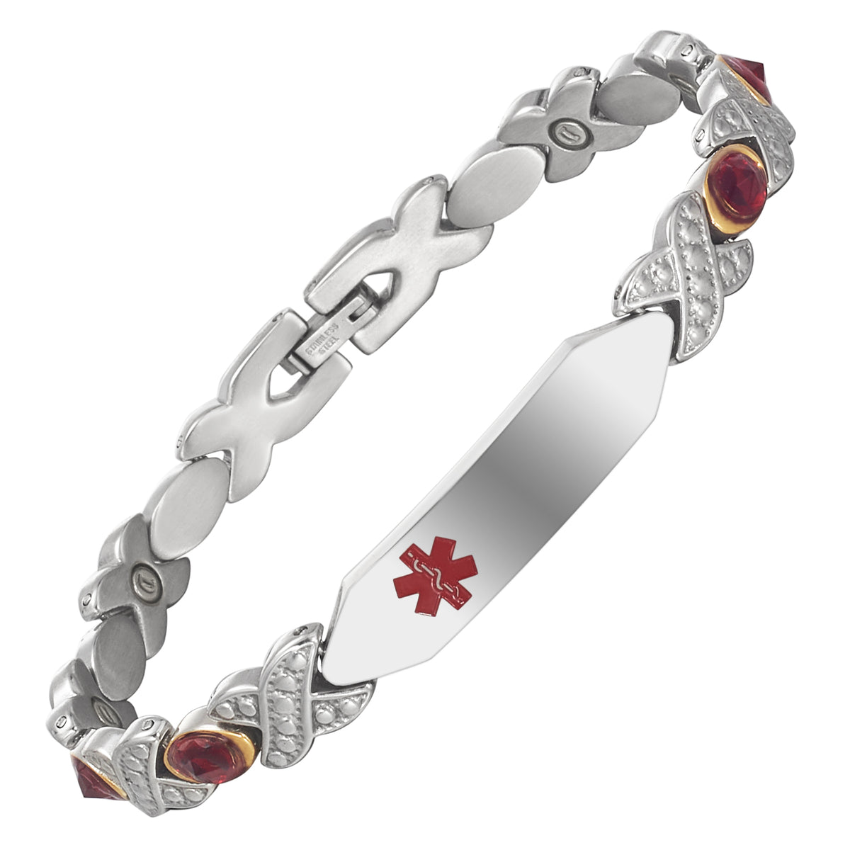 Wollet Stainless Steel Medical Alert ID Bracelets for WoMen