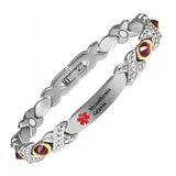 Wollet Stainless Steel Medical Alert ID Bracelets for WoMen, Engraved Myasthenia Gravis