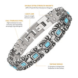 WOLLET Women’s Vintage Silver-Tone Magnetic Bracelet with Turquoise Inlay