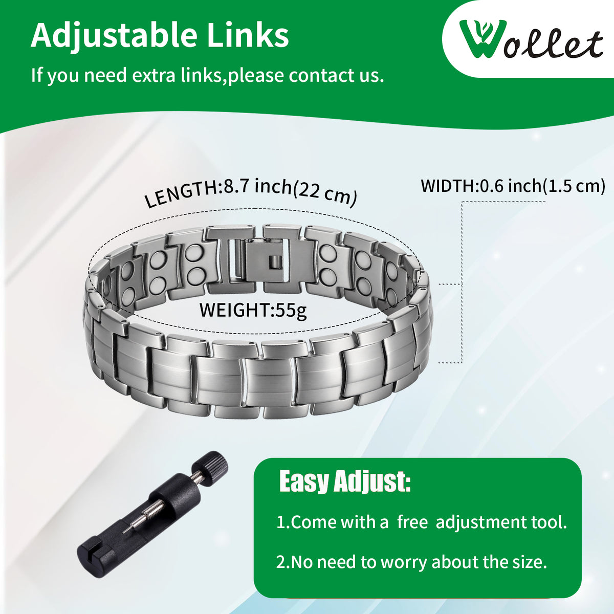 WOLLET Men’s   Bracele Magnetic Design. Timeless Style.