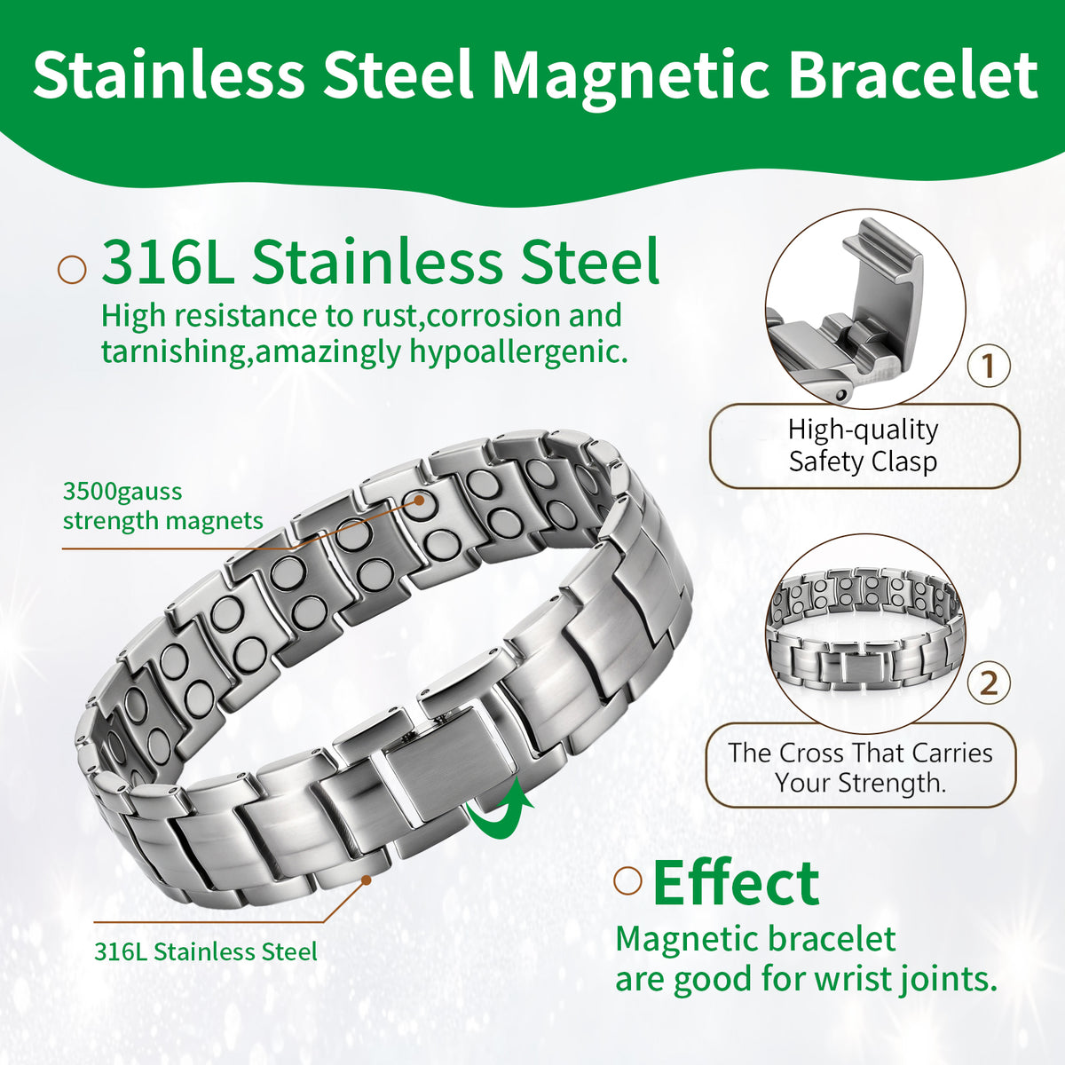WOLLET Men’s   Bracele Magnetic Design. Timeless Style.