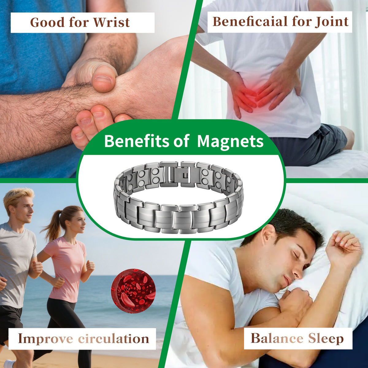 WOLLET Men’s   Bracele Magnetic Design. Timeless Style.