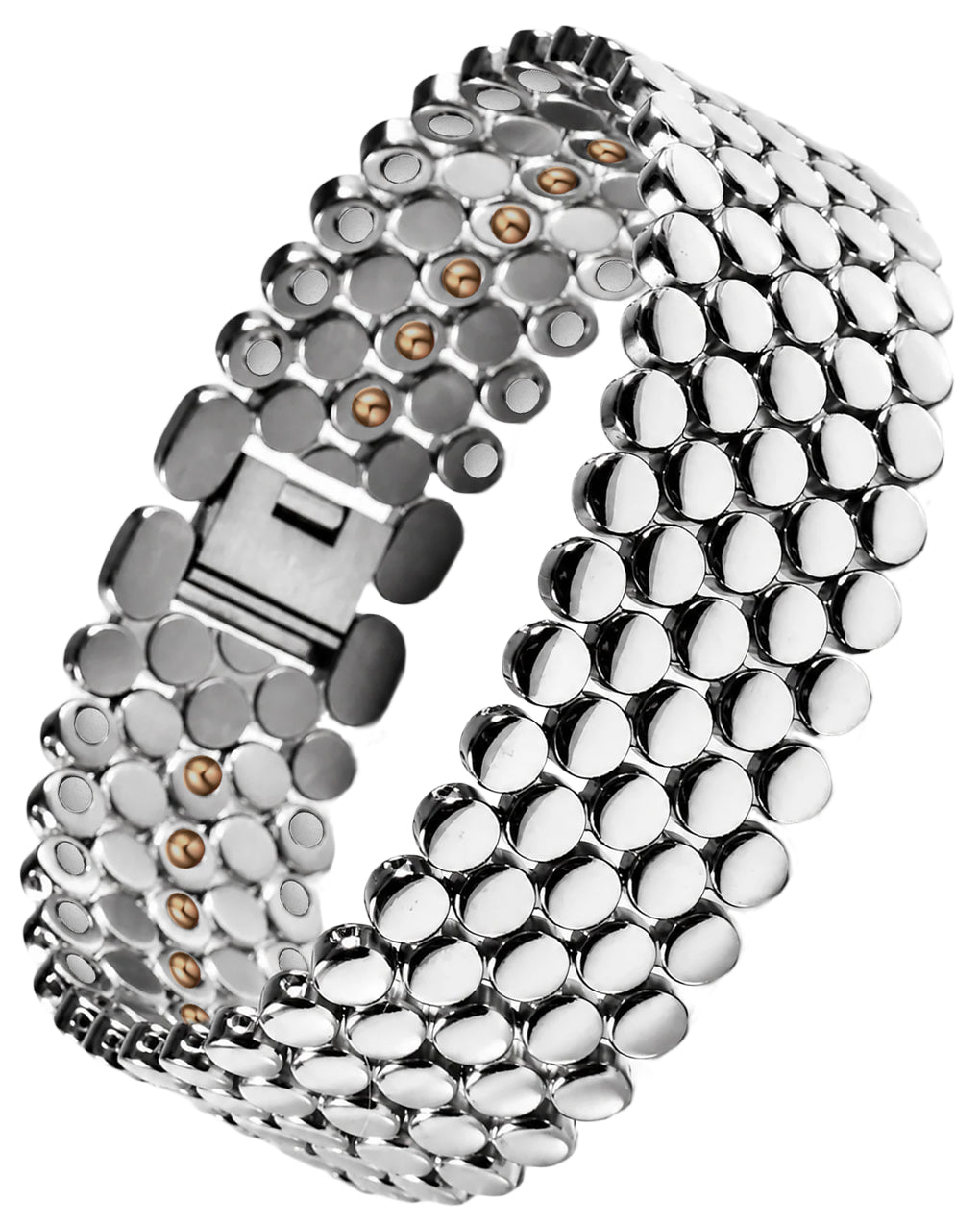 Ultra Strength Silver Titanium Magnetic Bracelet (Triple Row)