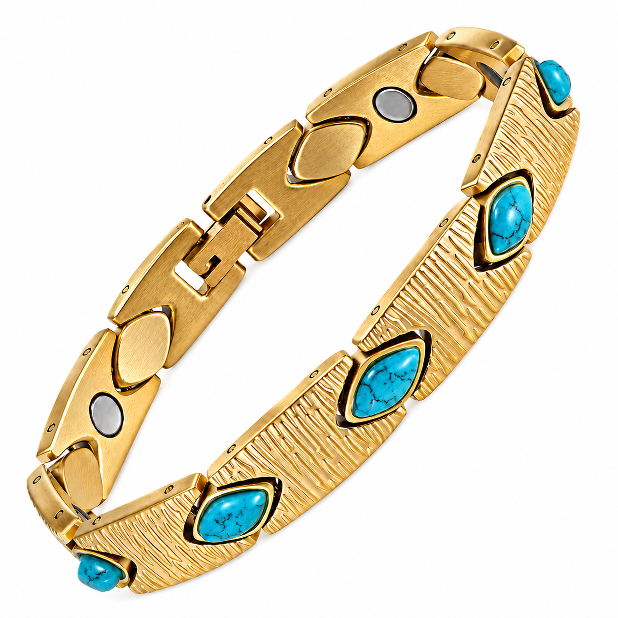 WOLLET Women's Gold Turquoise Luxury Bracelet