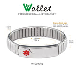 Wollet Stainless steel Stretch Medical Alert Bracelet