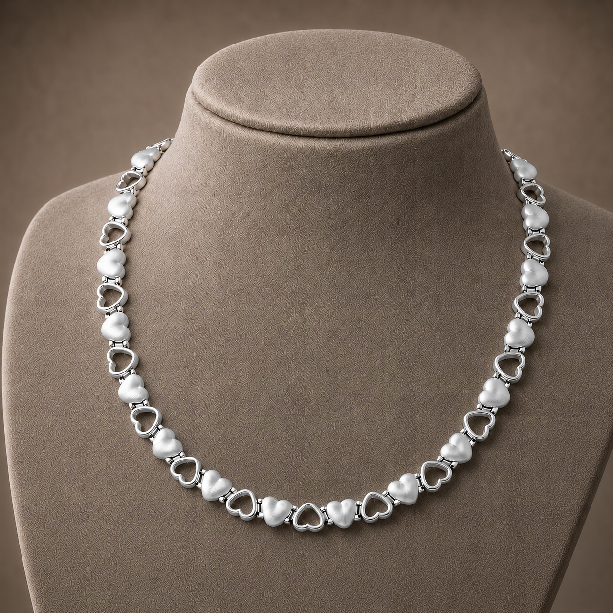 WOLLET Silver Titanium Magnetic Necklace for Men, Elegant Circle Link Chain, Minimalist Luxury Wellness Jewelry