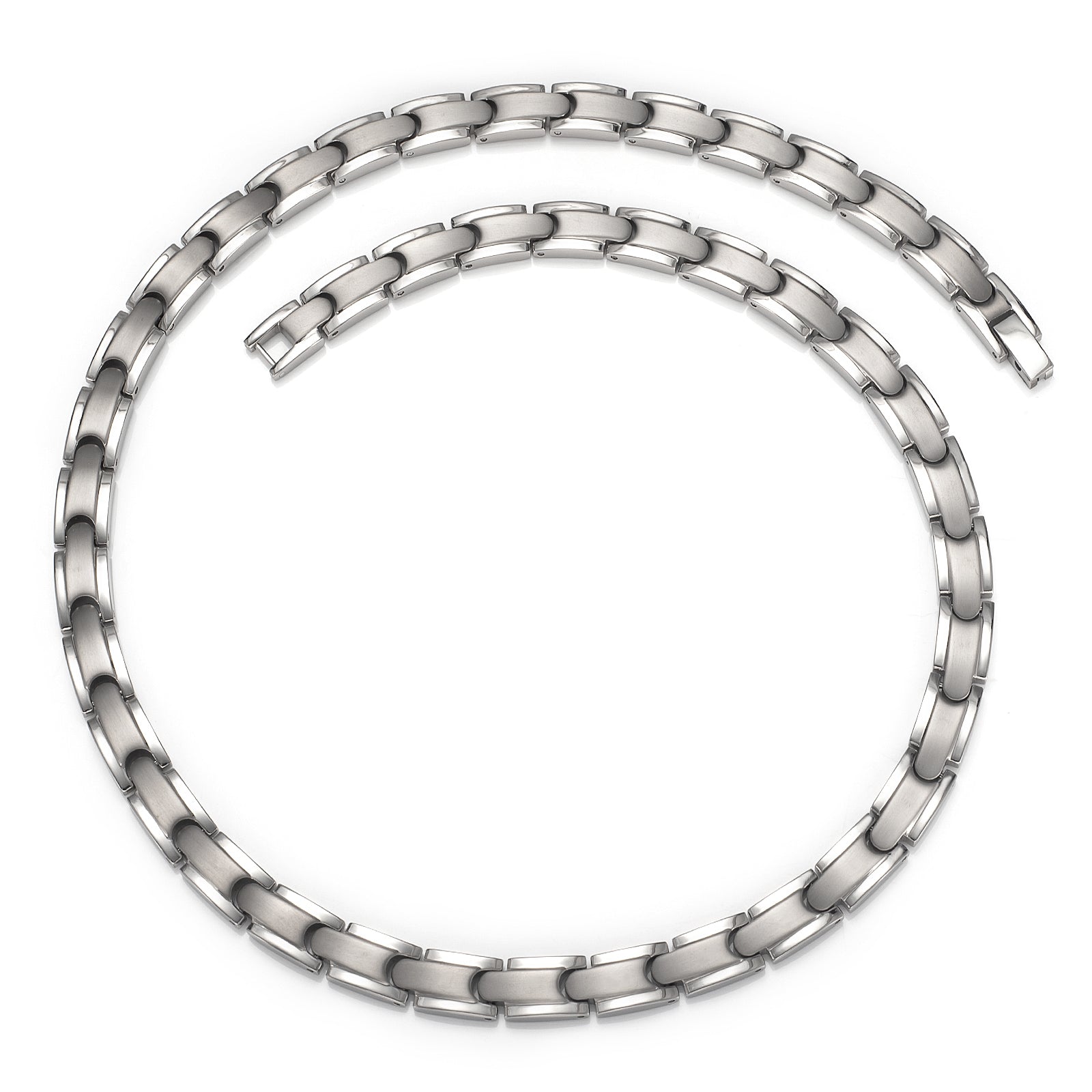 WOLLET Men's Titanium Magnetic Chain Necklace, Premium Silver Link Design, Heavy Duty Stainless Steel Jewelry