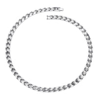 WOLLET Stainless Steel Magnetic Necklace for Men, Classic Silver Chain Design, Lightweight Everyday Jewelry