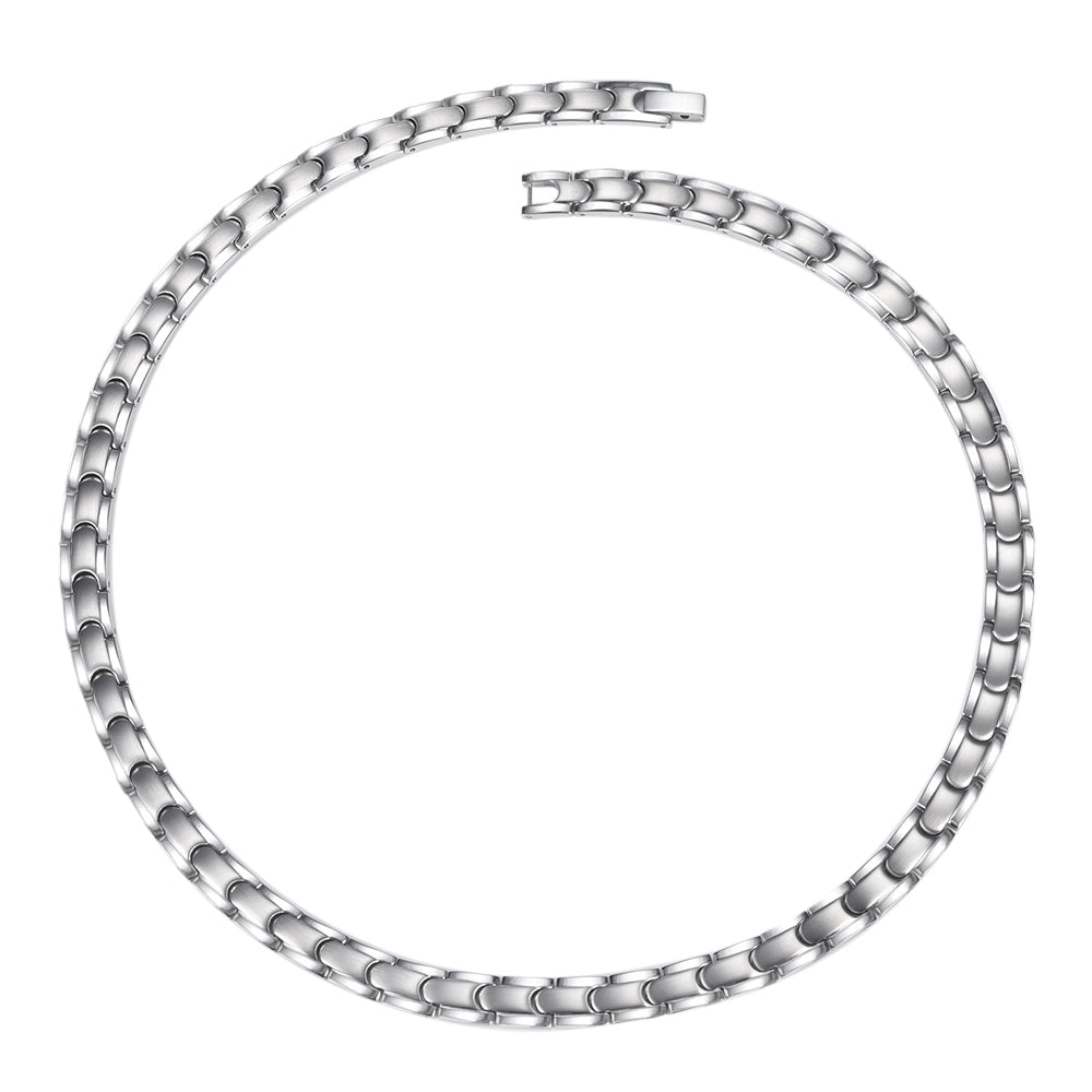 WOLLET Stainless Steel Magnetic Necklace for Men, Classic Silver Chain Design, Lightweight Everyday Jewelry