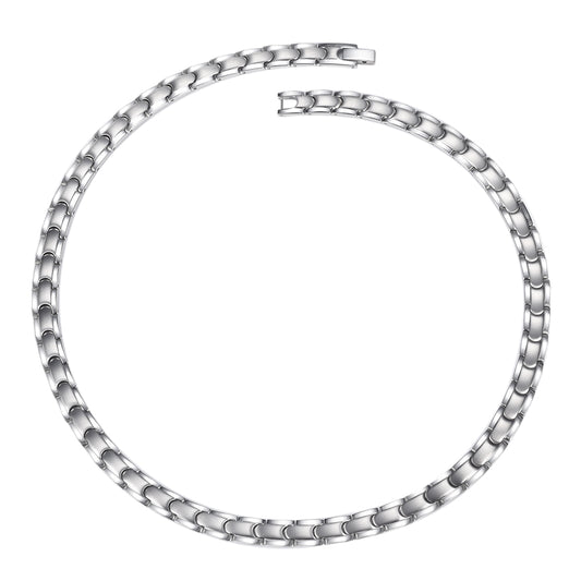 WOLLET Stainless Steel Magnetic Necklace for Men, Classic Silver Chain Design, Lightweight Everyday Jewelry