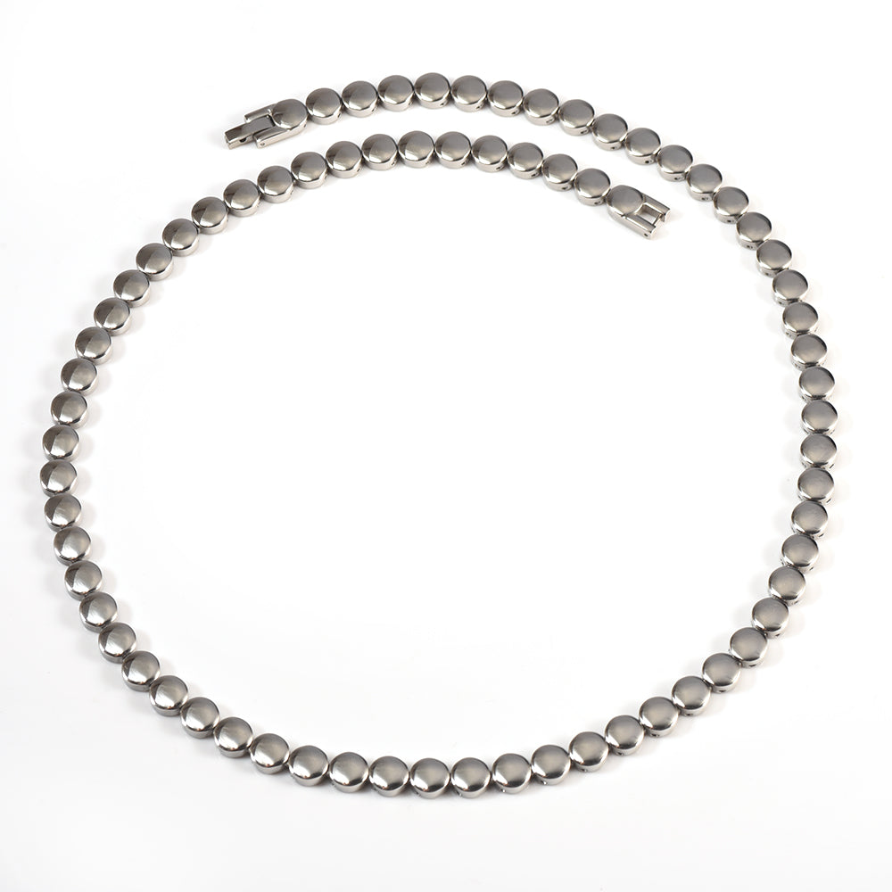 WOLLET Titanium Magnetic Bead Necklace for Men, Silver Energy Chain Jewelry, Minimalist Wellness Accessory