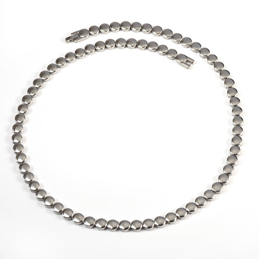 WOLLET Titanium Magnetic Bead Necklace for Men, Silver Energy Chain Jewelry, Minimalist Wellness Accessory