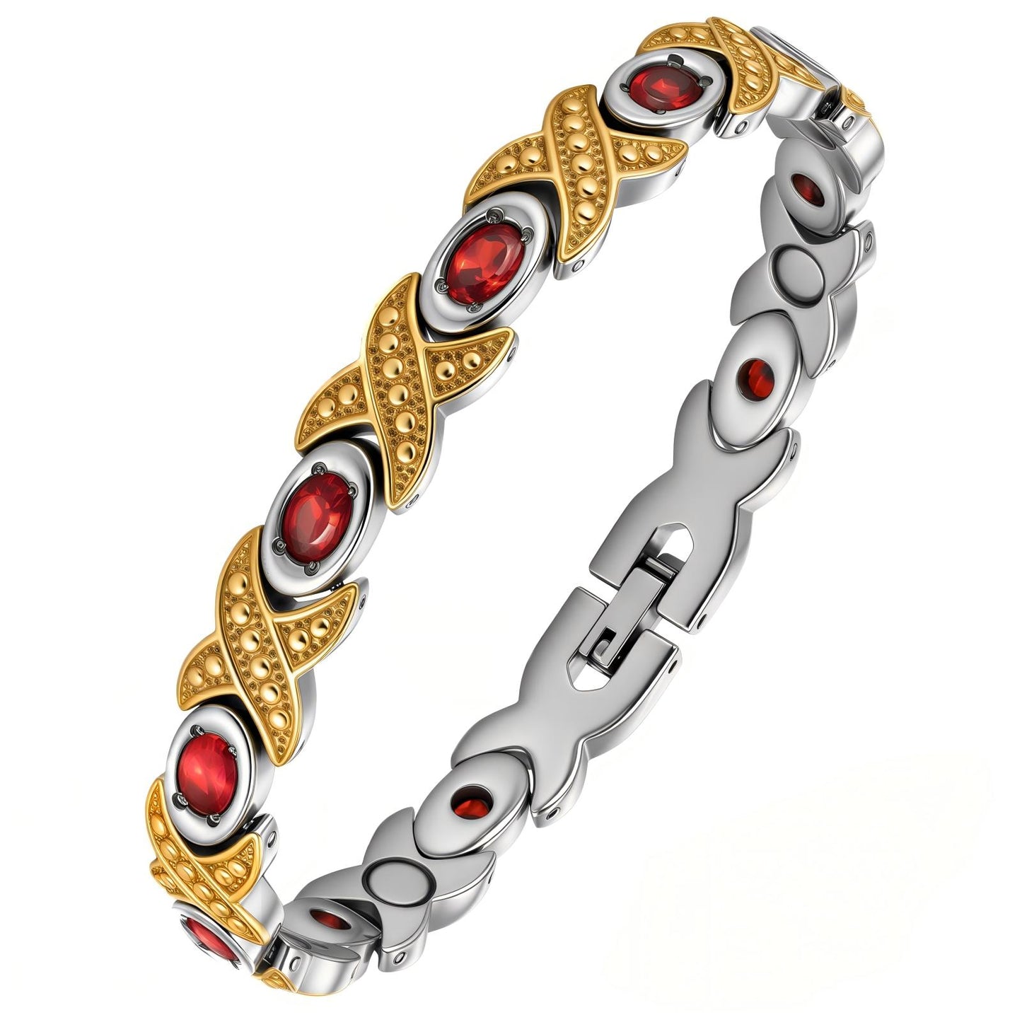 WOLLET Women’s Titanium Magnetic Bracelet – Stylish Rose Gold and Silver Two-Tone Design product image