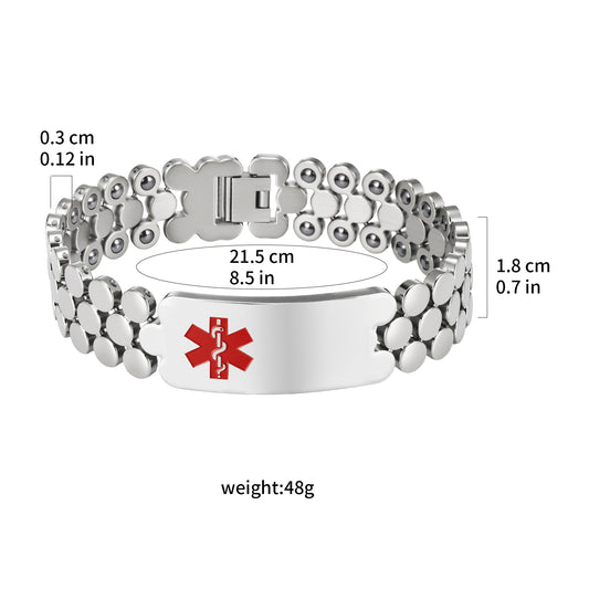 Wollet Medical Alert Bracelet for Men – Magnetic Titanium ID Bracelet with 42 Magnets