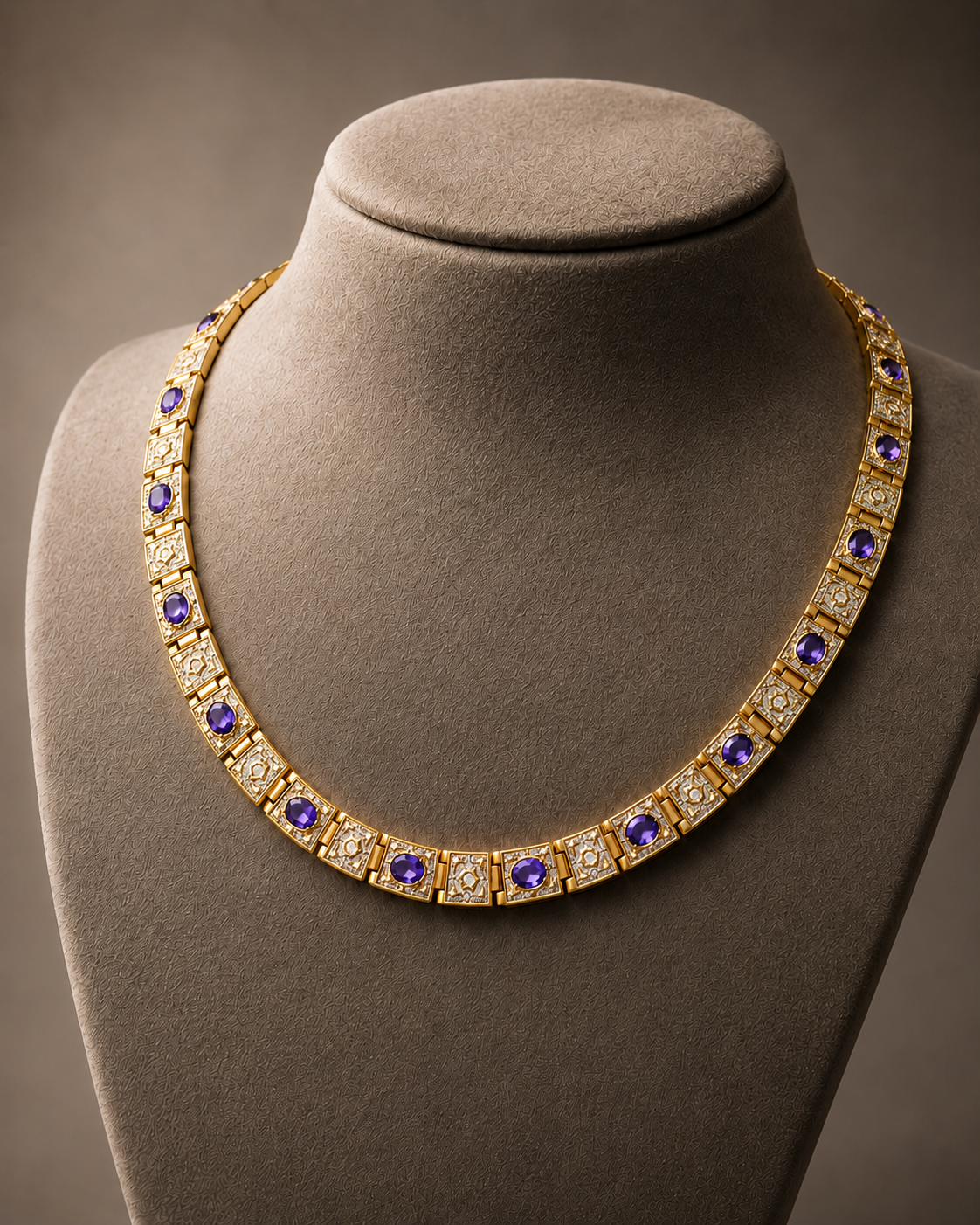 WOLLET Gold Amethyst Gemstone Necklace – Luxury Vintage Inspired Jewelry